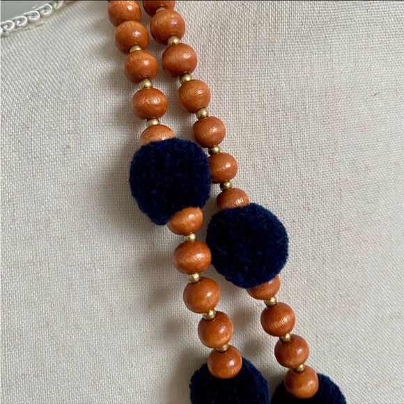 J.Crew Factory Pom Pom Beaded Layered Necklace NWT Colorful Boho Statement - Picture 5 of 5